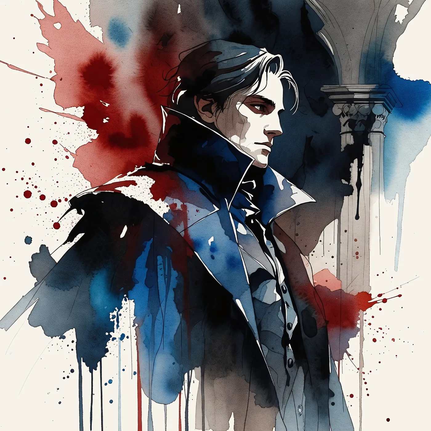 Blue Blood Dynasty, Fall — original vampire watercolour by Umbral Vein