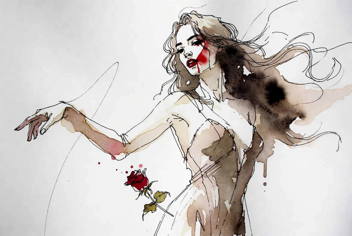 From the Cycle, II — original vampire watercolour by Umbral Vein